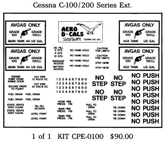 (image for) Cessna C-100/200 Series Exterior Decals (1)