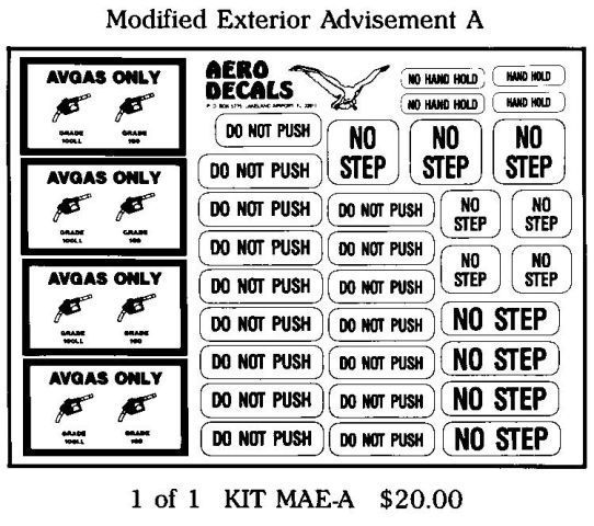 Modified Exterior Advisement Decals Group A (1) Modified Exterior Advisement Decals Group A (1)