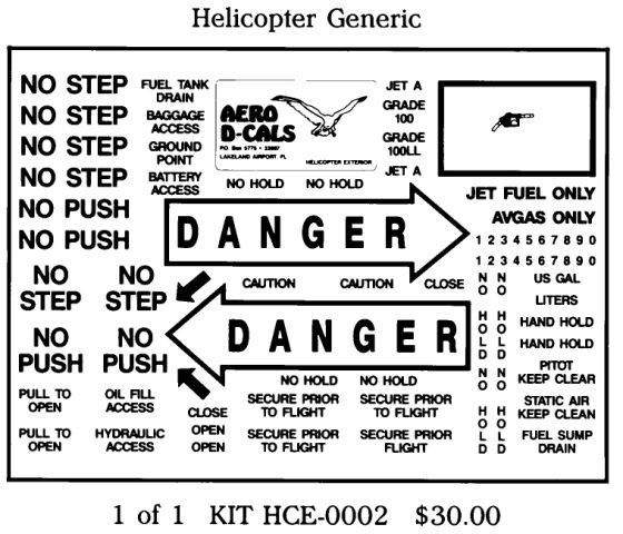 Helicopter Generic Exterior Decals Group A (1) Helicopter Generic Exterior Decals Group A (1)