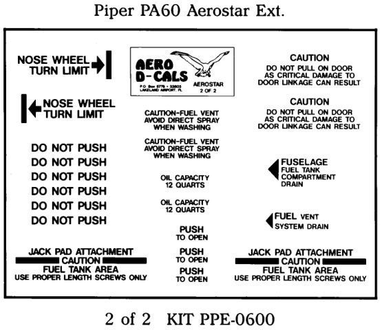 (image for) Piper PA60 Aerostar Exterior Decals