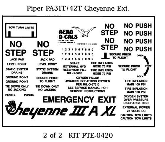 (image for) Piper PA31T/42T Cheyenne Series Exterior Decals