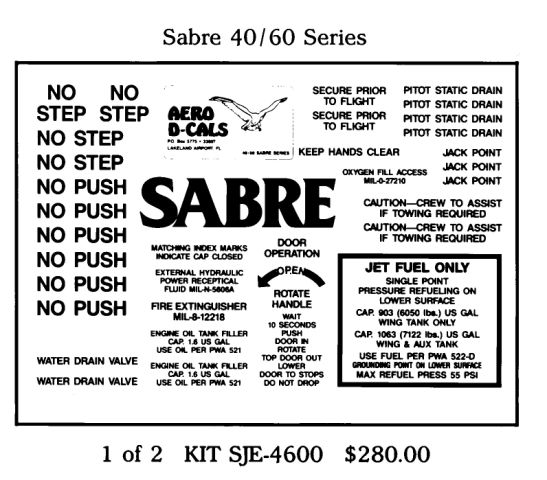 (image for) Sabre 40/60 Series Exterior Decals (2) - Click Image to Close