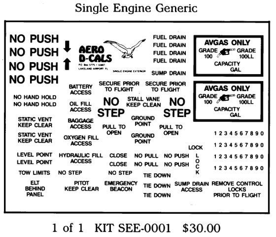 Single Engine Generic Exterior Decals Group A (1)