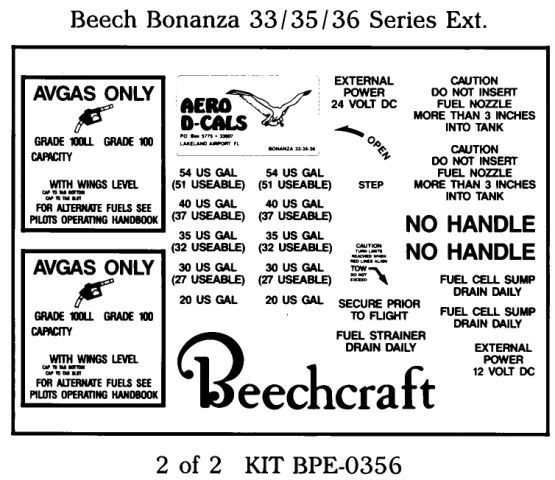 (image for) Beechcraft Bonanza 33/35/36 Debonair 33 Exterior Kit (2)