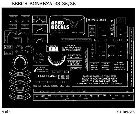 (image for) Beech Bonanza 33/35/36 Debonair 33 Economy Interior Kit (4)