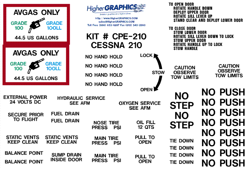 Cessna C-210 Exterior Decals (1) (image for) Cessna C-210 Exterior Decals (1)