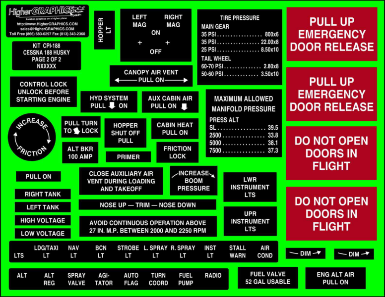 (image for) Cessna 188 AG Husky Series Premium Interior Decals - Click Image to Close