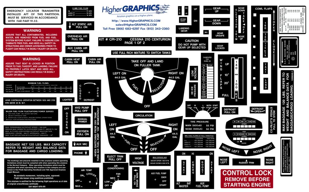 (image for) Cessna 210 Series Premium Interior Decals (2)