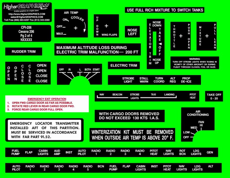 (image for) Cessna 205/206/207 Series Premium Interior Decals