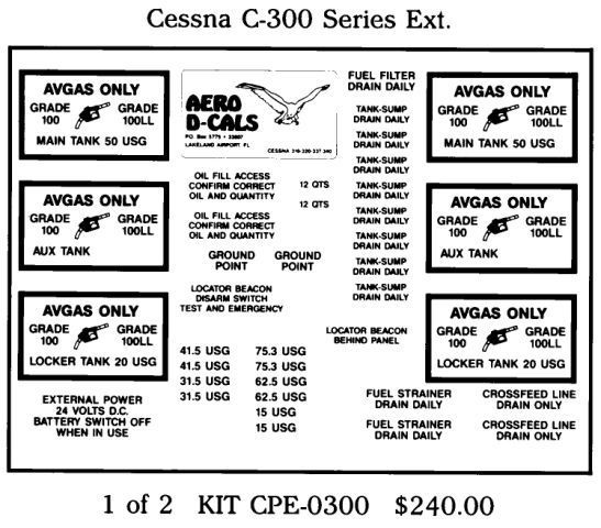 Cessna C-300 Series Exterior Decals (2) (image for) Cessna C-300 Series Exterior Decals (2)
