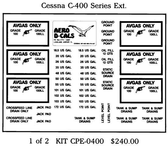 Cessna C-400 Series Exterior Decals (2) (image for) Cessna C-400 Series Exterior Decals (2)