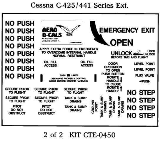 Cessna C-425/441 Series Exterior Decals (2) - Click Image to Close