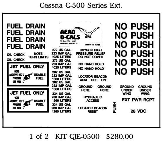 Cessna C-500 Series Exterior Decals (2) (image for) Cessna C-500 Series Exterior Decals (2)