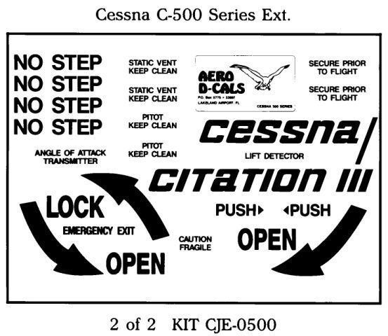 (image for) Cessna C-500 Series Exterior Decals (2)