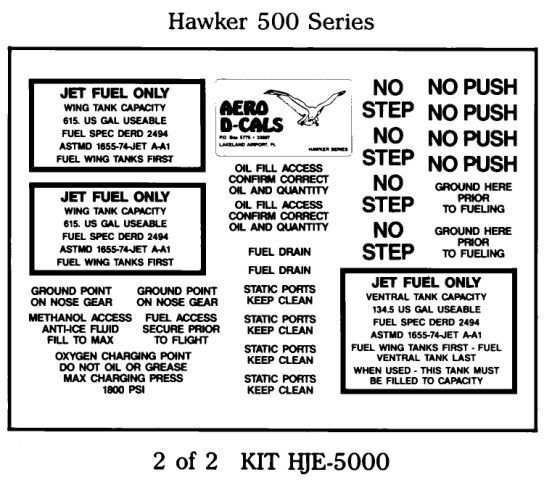 (image for) Hawker 500 Series Exterior Decals (2) - Click Image to Close