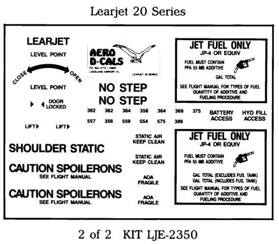 Learjet 20 Series Exterior Decals (2)