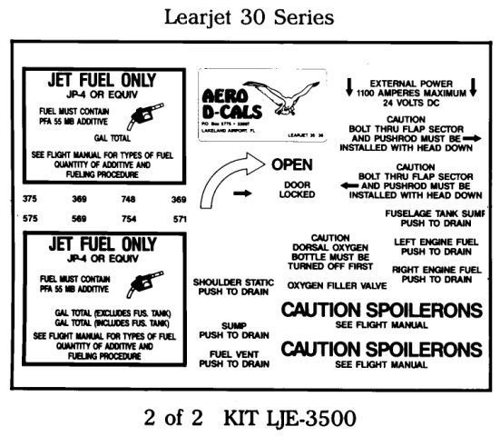 (image for) Learjet 30 Series Exterior Decals (2)