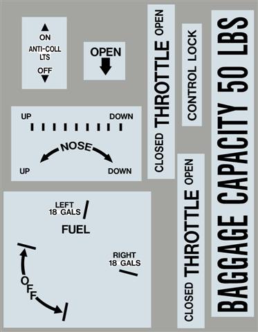 Piper PA-18 Super Cub Series Premium Interior Decals (image for) Piper PA-18 Super Cub Series Premium Interior Decals