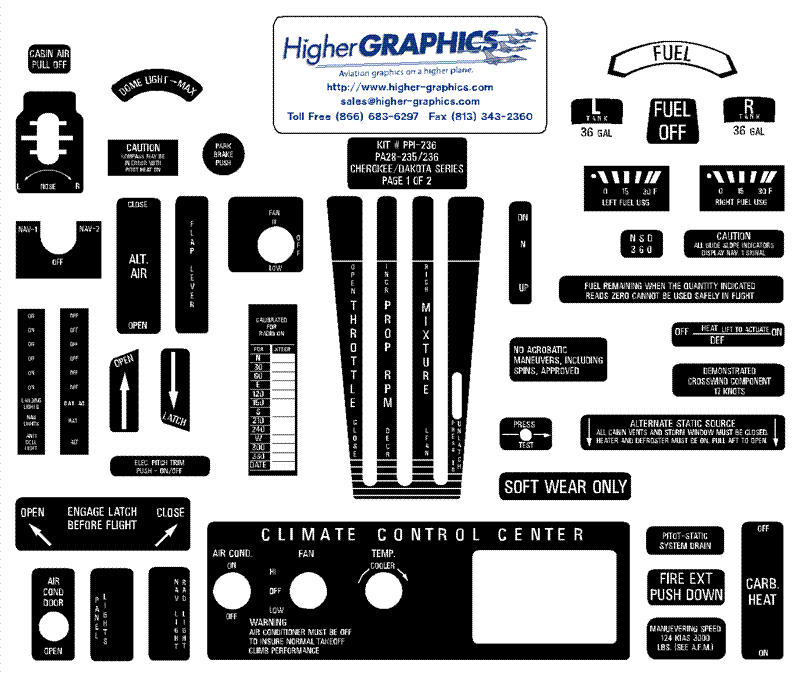 (image for) Piper PA-28-235/236 Dakota Series Premium Interior Decals - Click Image to Close