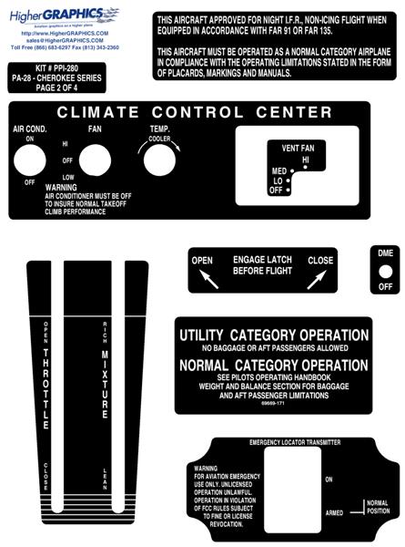 (image for) Piper PA-28-140/181 Cherokee Series Premium Interior Decals - Click Image to Close