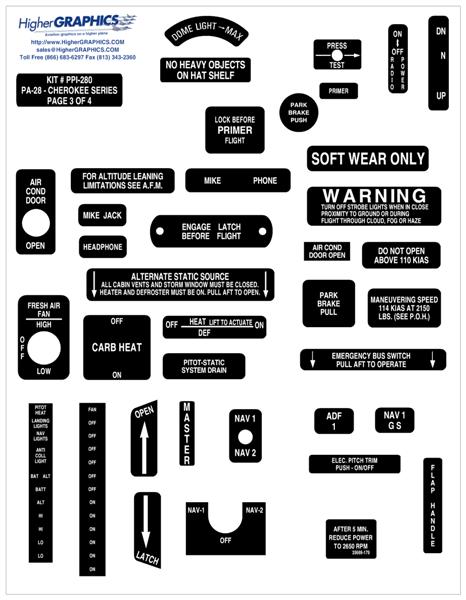 (image for) Piper PA-28-140/181 Cherokee Series Premium Interior Decals - Click Image to Close