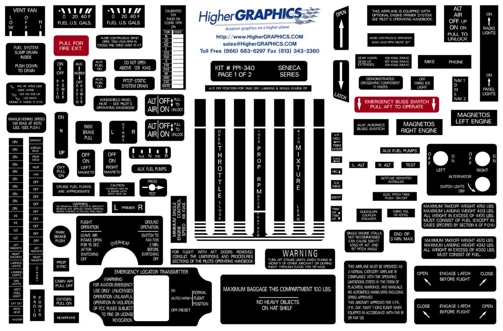 (image for) Piper PA-34 Seneca Premium Interior Decals (2) - Click Image to Close