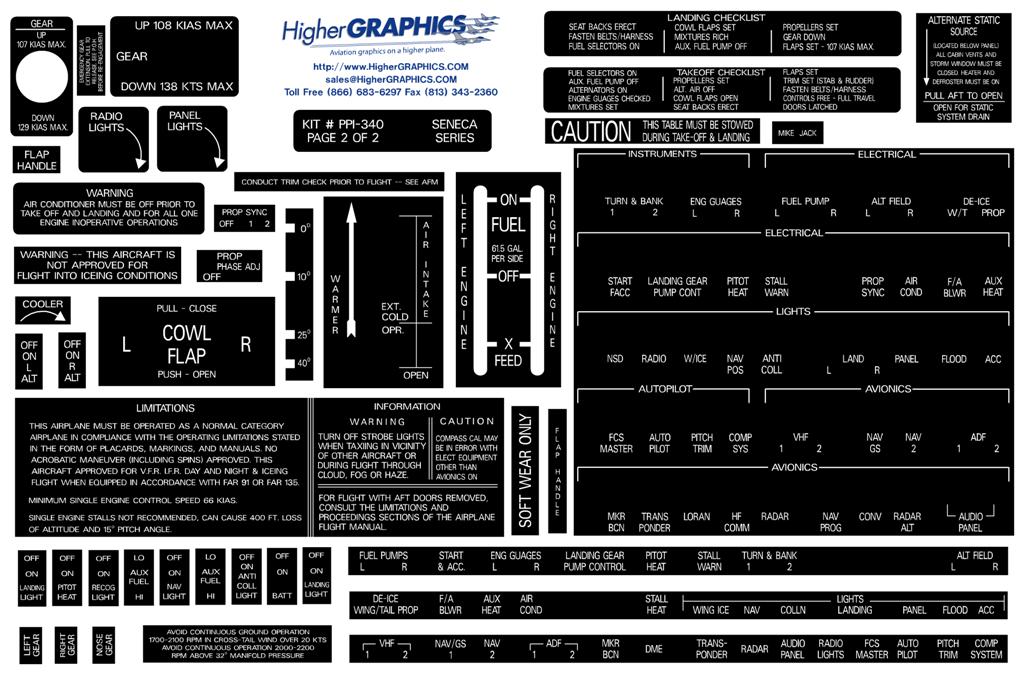 Piper PA-34 Seneca Premium Interior Decals (2) (image for) Piper PA-34 Seneca Premium Interior Decals (2)