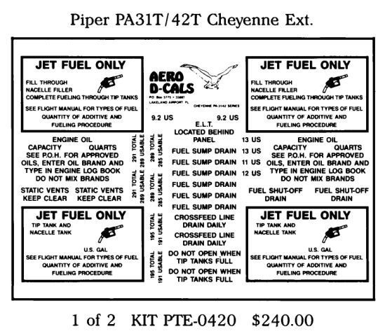 (image for) Piper PA31T/42T Cheyenne Series Exterior Decals - Click Image to Close