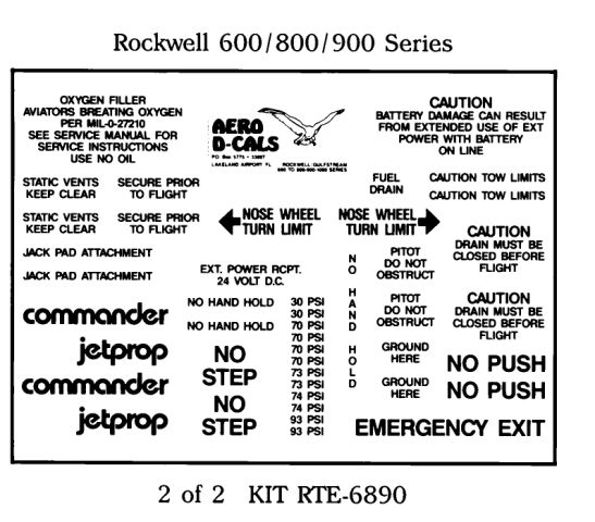Rockwell/Gulfstream 600/800/900 Series Exterior Decals (2)